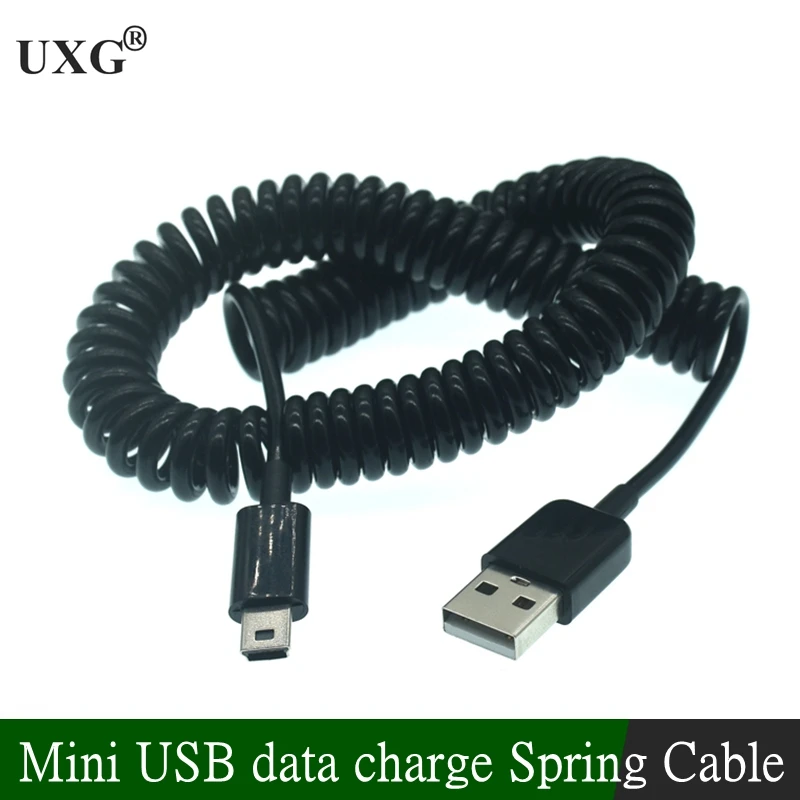 

USB 2.0 to Mini USB Cables Mini USB Coiled Spiral Spring Data Charging Adapter Cable 50cm/0.5m 200cm/2m