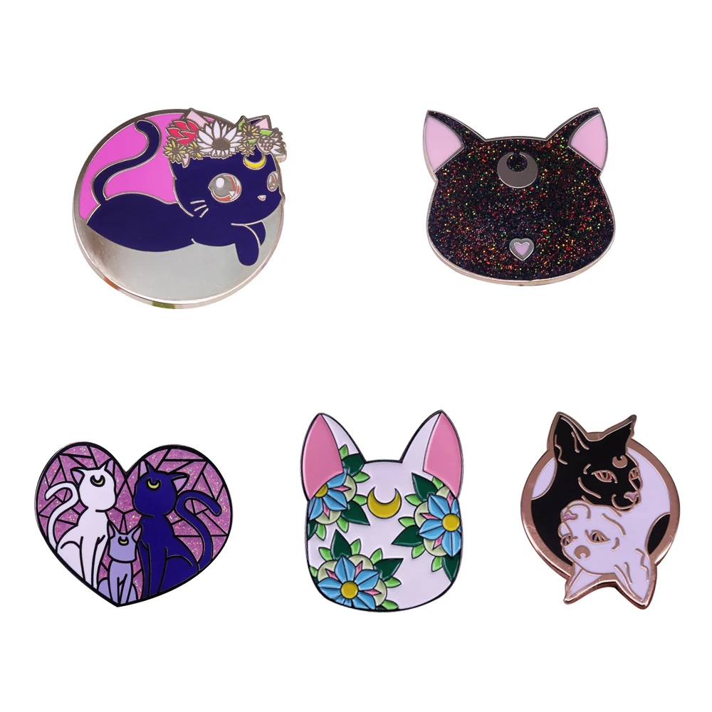 Эмалированная заколка Luna cat Сейлор Мун вдохновила брошь в стиле аниме ювелирные