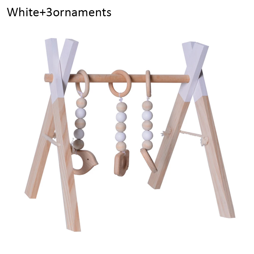 White With 3toys INS скандинавском Стиль Детские Тренажерный зал играть детские сенсорные металлическое ушко для открывания консервной банки игрушка деревянный каркас младенческой номер одежда для малышей винный шкаф Подарочная детской комнаты настенный Декор - Цвет: White With 3toys