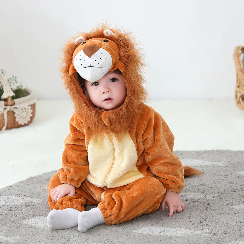 Umorden Infant Toddler Rabbit Dog Lion Tiger Dinosaur Costumes Kigurumi Cartoon Animal Romper For Boys Girls Halloween Purim