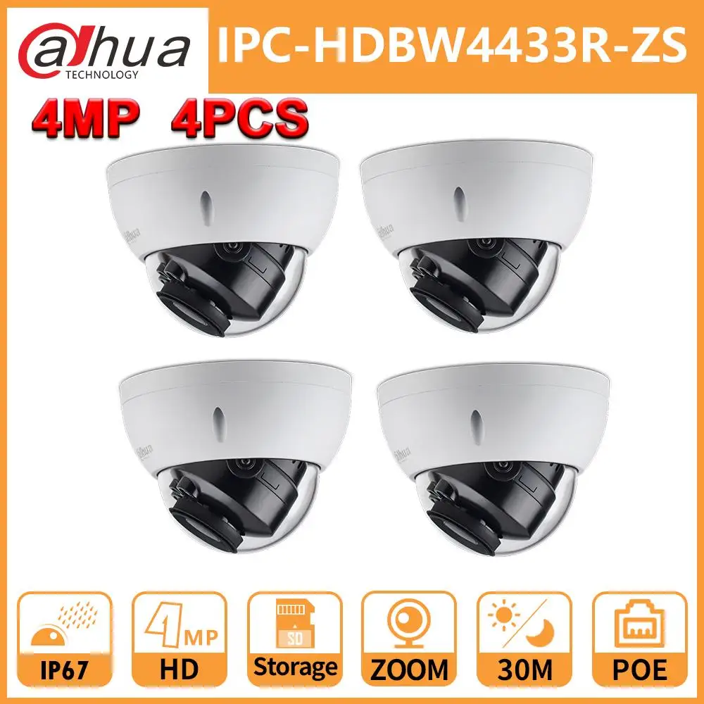 

Wholesale 4 Pcs/Lot Dahua IP Camera IPC IPC-HDBW4433R-ZS 4MP IP CCTV Camera PoE IP67 SD Storage ZOOM IR Range Network Camera