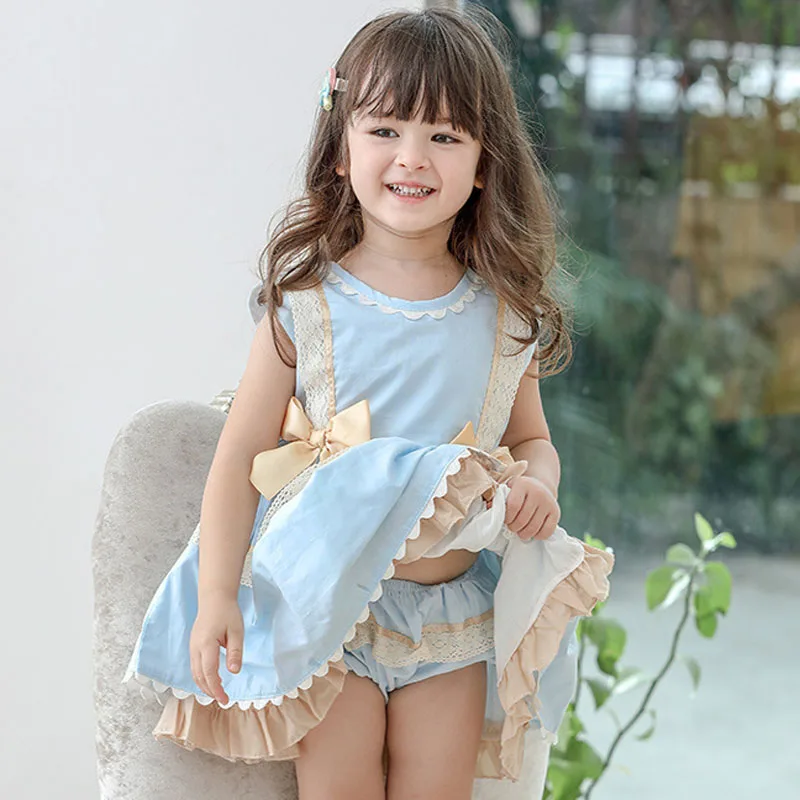 

New baby Lolita style long sleeve dress Girl summer princess dress cotton