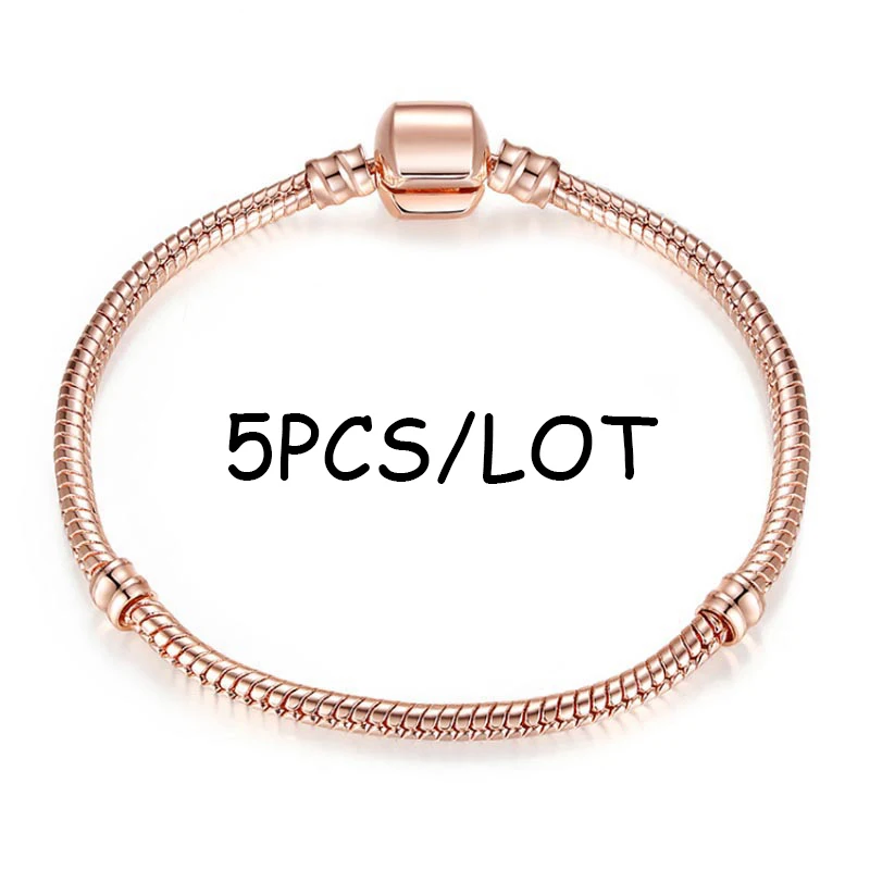 5pcs/lot Snake Chain Safety Clasp European Fine Bracelet Fit DIY Charm Bracelets & Bangles Jewelry For Women&Men Gift bracelet jewelry