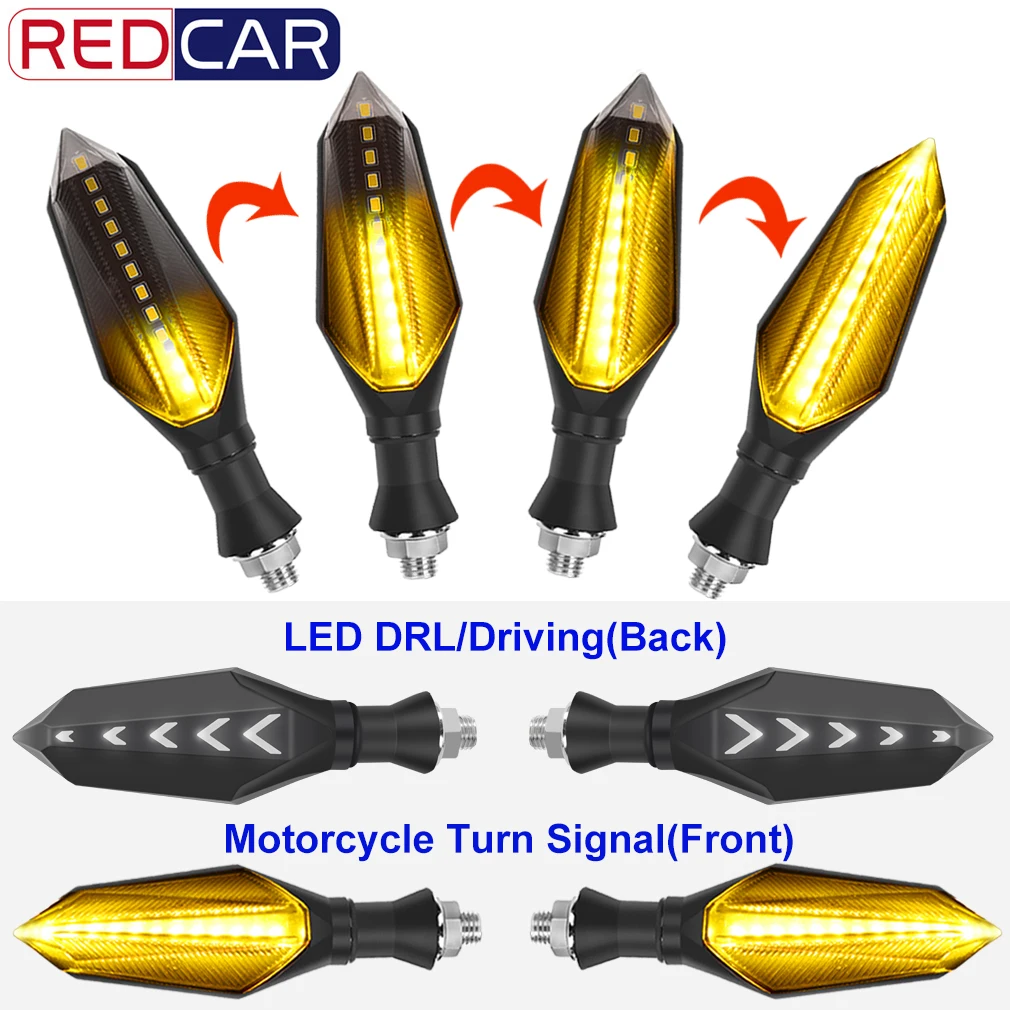 

2pcs Motorcycle Turn Signals LED Light 2835 Lamp Bead Flowing Flashing Motorbike Stop Signal Indicators for Honda Kawasak