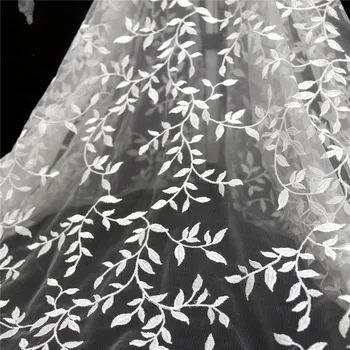 

High-grade Embroidery Fabric Wedding Dress Children's Dress Skirt Cloth DIY Handmade Leaf Branch Sewing Cloth Accessories 1 Yard