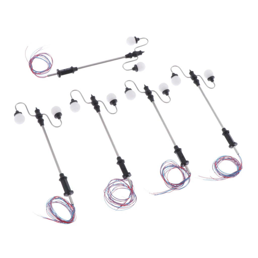 Pack of 5 Model Railway Train Lamps Led Lampposts, Miniatures Garden Street Lgihts, HO Scale, 7cm, 3V