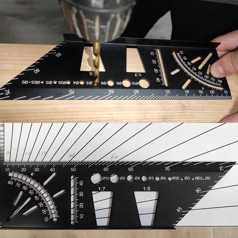 

Woodworking Square Size Measure Ruler 3D Mitre Angle Measure Tool for Measuring Timber Pipes GQ999