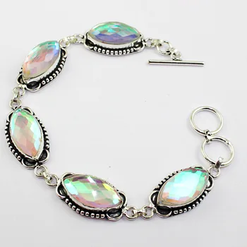 

Rainbow Topas Bracelet Silver Overlay over Copper , 22 cm, B1950