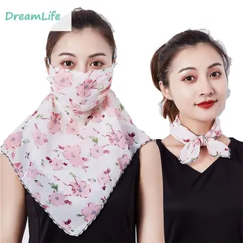 

Triangle Cover Face Scarf Masks Ear Hanging Neck Sun Protection Thin Breathable Section Spring and Autumn Veil To Women's Mask