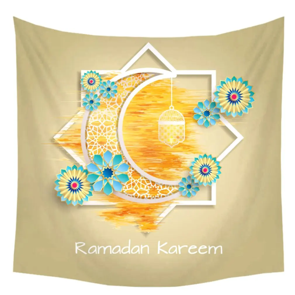 Для мусульманского праздника Рамадан украшения гобелен Халяль Eid Mubarak украшения дома Фон цифровой печати подвесная ткань