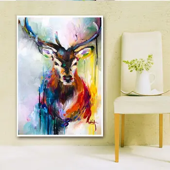 

Watercolor Deer Modern Wall Art Animal Scandinavian Minimalist Decorative Painting Abstract Frameless Painting Painting Core