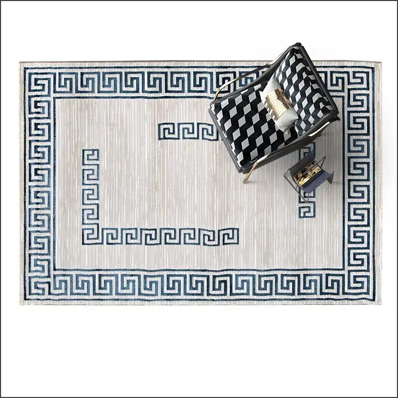 

Big size modern style geometric carpet , INS popular home decoration floor mat, Greek Key pattern villa rug