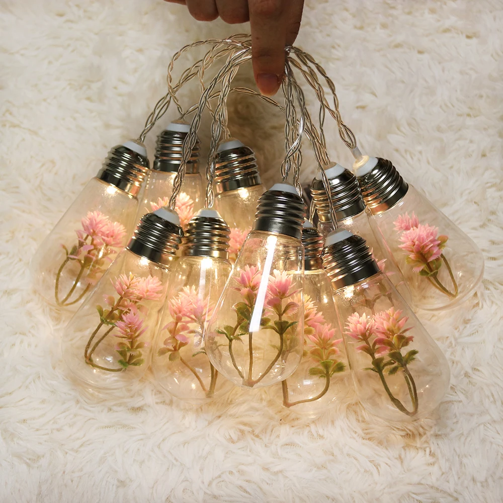 

2M Plant Decor Ball String Light LED Bulbs Light Strings Battery Operated Novelty String Lighting for Christmas Party Bedroom