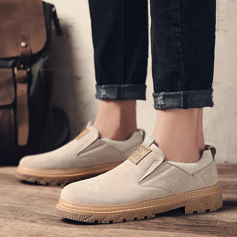 

KATESEN men shoes england Trend Genuine Leather shoes Male Footwear Set Foot Men's Casual shoes Outdoors Man Flats Work Shoes