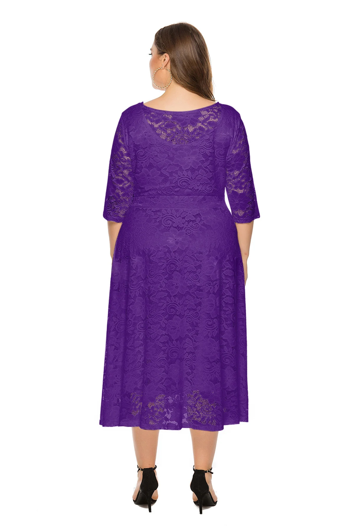 6XL, платье большого размера для весны, женское, элегантное, цельное, с О-образным вырезом, с коротким рукавом, тонкое, с вырезом, черное, белое, вязаное, кружевное платье