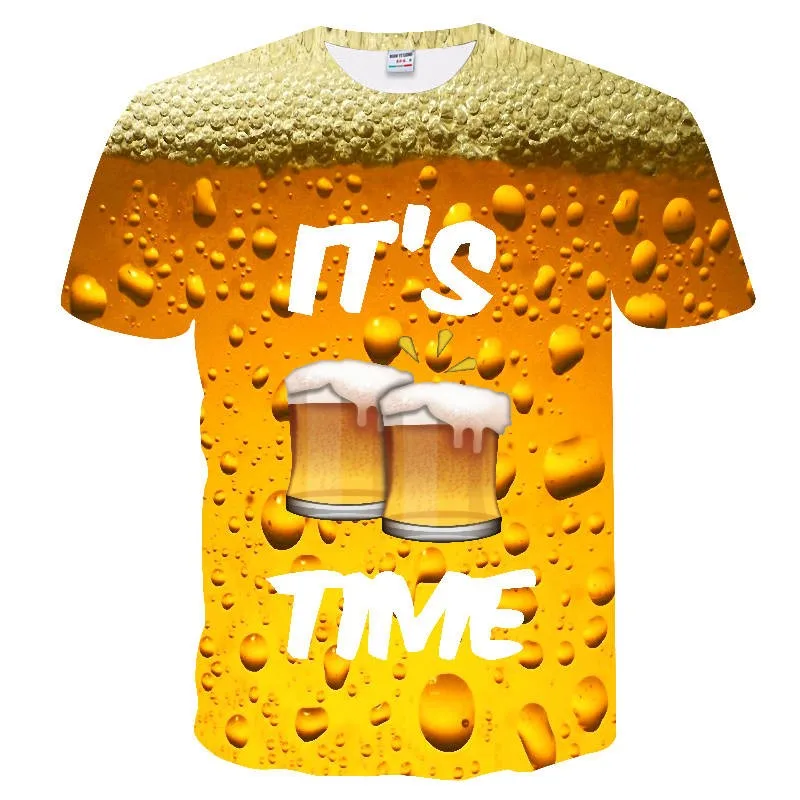 

NiceMix 2020 Summer men's clothing o-neck brand beer jacket short-sleeved 3d t shirt digital printing Homme large size T-shirt t