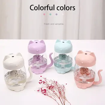 

3 in1 350ML USB Cat Air Humidifier Ultrasonic Cool-Mist Adorable Mini Humidifier With LED Light Mini USB Fan for Home office