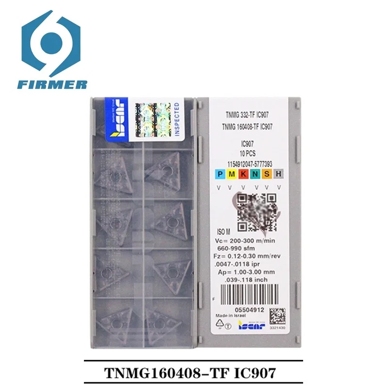 Оригинальные твердосплавные вставки 10 шт. Токарные Вставки TNMG160408-TF IC907 металлический резак токарный станок токарный инструмент резак