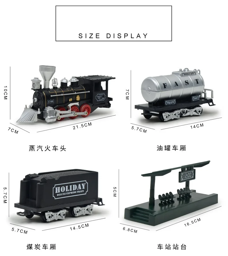 Electric Retro Simulation Train 8 Assembly Tracks With LED Lights Simulation Sound  Effect Track Train Model Suit 5