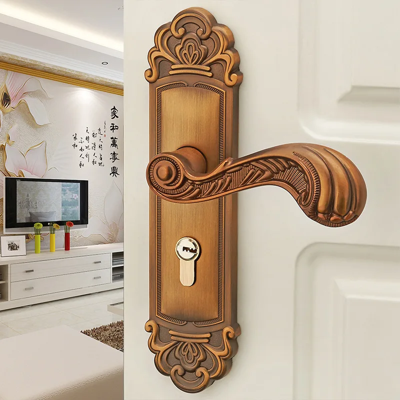 

Bearing Chinese Antique Door Lock European Room Door Lock Coffee Bronze Classic Interior Door Lock American Door Lock