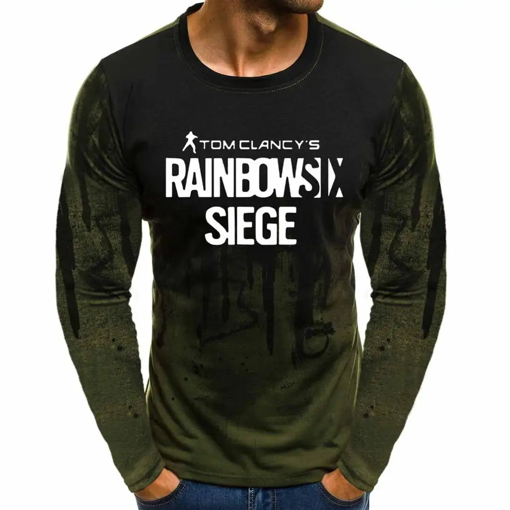 Rainbow six siege Свитшоты модные мужские градиентные пуловеры с круглым вырезом толстовки пуловер с принтом толстовки хип-хоп Harajuku для мужчин Clo - Цвет: Зеленый