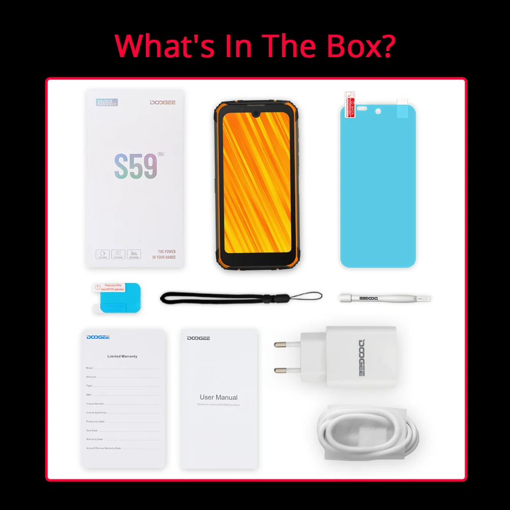 World Premiere Pre-Sale 10050mAh Super Battery DOOGEE S59 Pro IP68/IP69K 4+128GB NFC Rugged Smartphone 2W Loud Volume Speaker