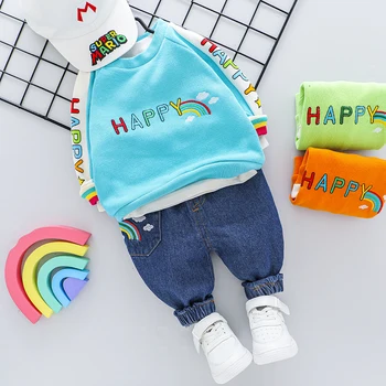 

Inafnt Newborn Clothing Sets 2020 Autumn Baby Boys Girls Clothes Rainbow T Shirt Jeans Kids Children Casual Costume