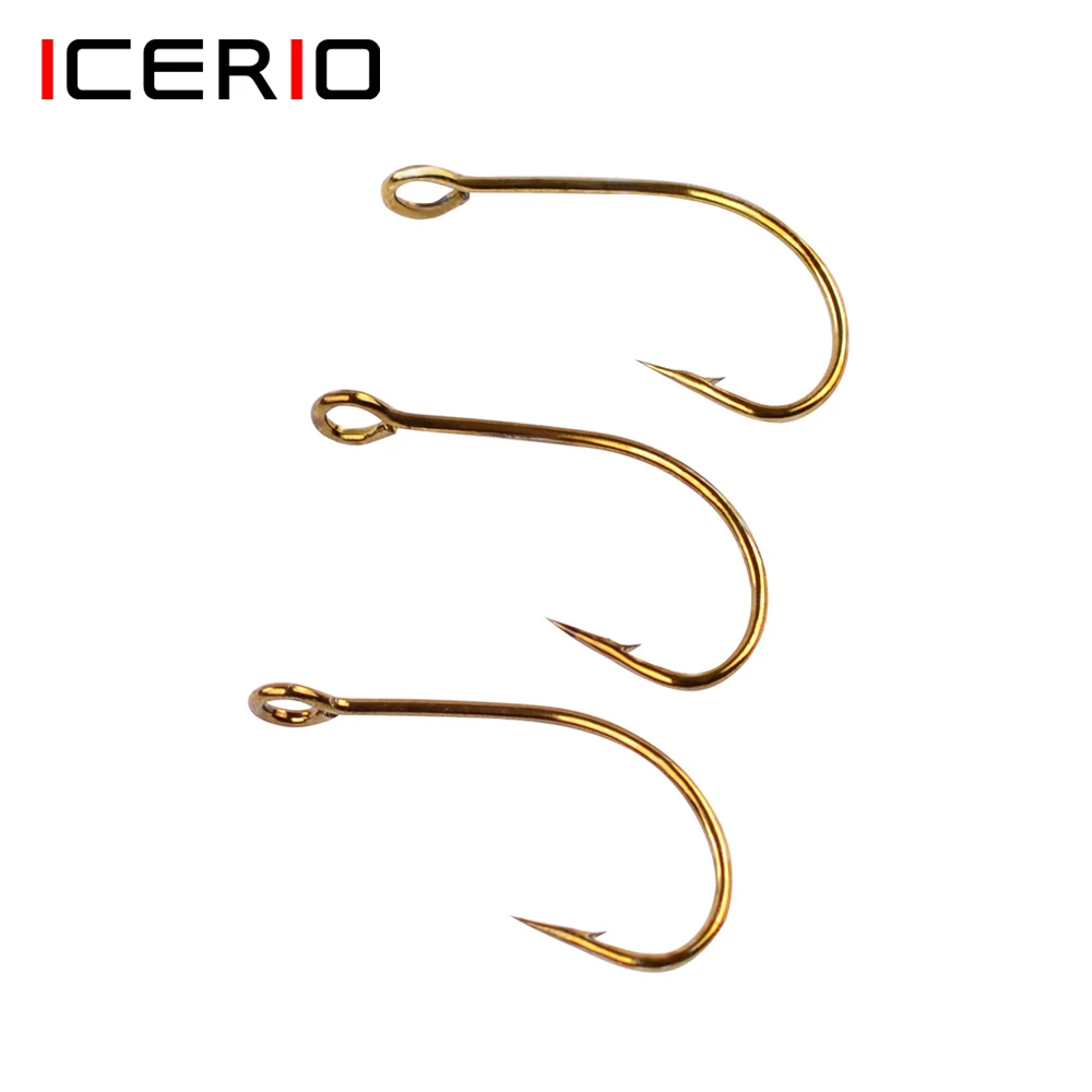 ICERIO 40PCS Big Eye Single Hook Fly Fishing Hooks Lure Spoon Hook