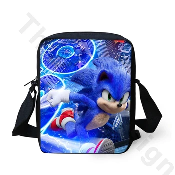 

THIKIN Polyester Messenger Bags with Cool Sonic Print Crossbody Bags for Kids Boys Mini Shoulder Handbags Custom Logo/Pattern