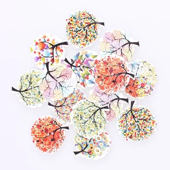 

100pcs Mixed Trees 2Hole Wooden Buttons DIY Decor For Child Clothing Sewing Buttons Crafts Scrapbooking Accessories Decorativo E