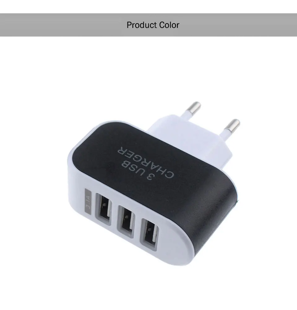 5V 3.1A 3USB порт для дома и путешествий AC настенное зарядное устройство адаптер USB черный розовый синий зарядное устройство для ЕС США мобильный телефон планшет