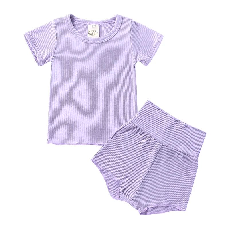 Baby Boy Girl Summer Clothes Set Short Sleeve T-shirt+Shorts 2pcs Newborn Outfits Kids Toddler Pajamas Knitted Infant Tracksuits Baby Clothing Set expensive Baby Clothing Set