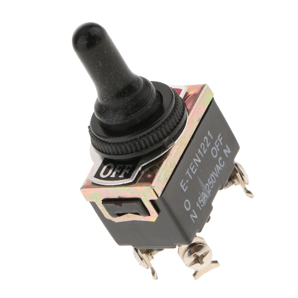 Waterproof Cap, Metal Toggle Flick Switch, Rocker Toggle Switch, ON/OFF 15A 250V AC, Momentary Car Dash