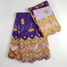 Новое поступление, бусы Африканский Базен riche ткань с вышивкой кружева/Базен riche платье Материал нигерийский WH01