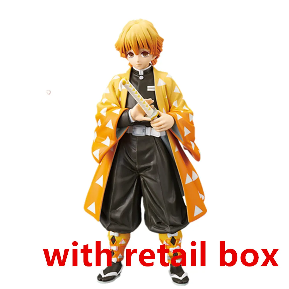 Demon Slayer Kimetsu no Yaiba Agatsuma Zenitsu Nezuko Tanjirou PVC Action Figure Toy Anime Demon Slayer Brinquedos Figurals - Цвет: Белый