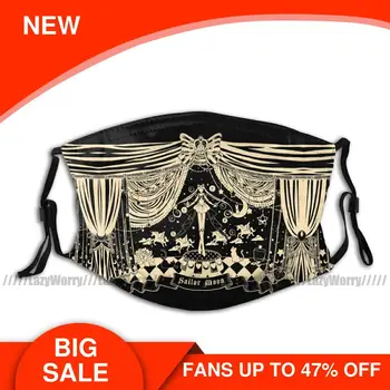 

Moon Mouth Face Mask Moonlight Circus Black Facial Mask Fashion with Filters Lovely Adult Mask