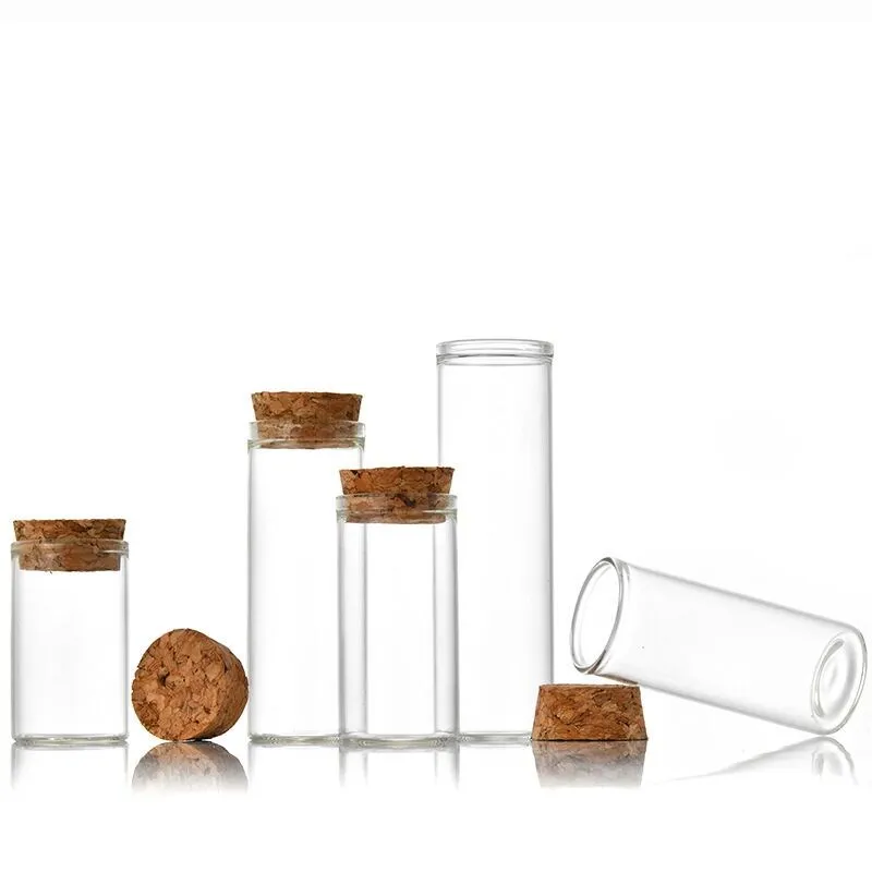 10pcs 40ml 50ml 60ml 80ml Test Tube with Cork Stopper Glass Bottles Jars Vials DIY Craft Wedding Home Decor 6