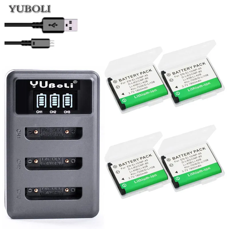Аккумулятор для камеры LI40B LI 40B 4 шт. с жк-экраном и USB-зарядным устройством Olympus Pentax