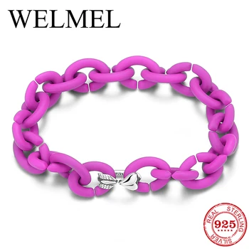 

Valentine's Day Gifts Hight Quality Pink Bracelets Cupid's Arrow Silver 925 Charm Bead Hard Rubber X Bracelet for Women Jewelry