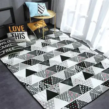 

Nordic Geometric Carpet Polyester Rug and Carpets for Living Room Floor Child Kids Play Mat Bedroom Bathroom Home Door Mat