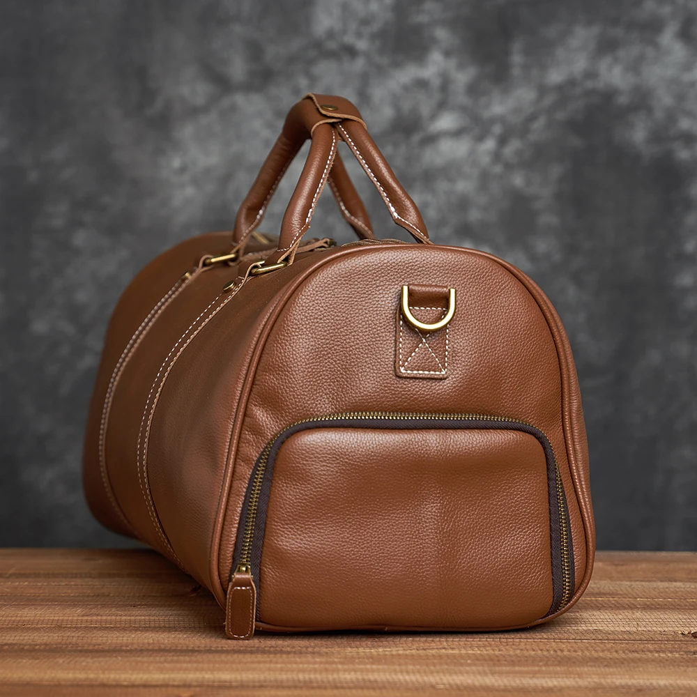 ZRCX Natural Cow Skin Travel Bags Men's Leather Overnight Bags Hand Luggage Men Male Weekend Bag Business Man 50cm