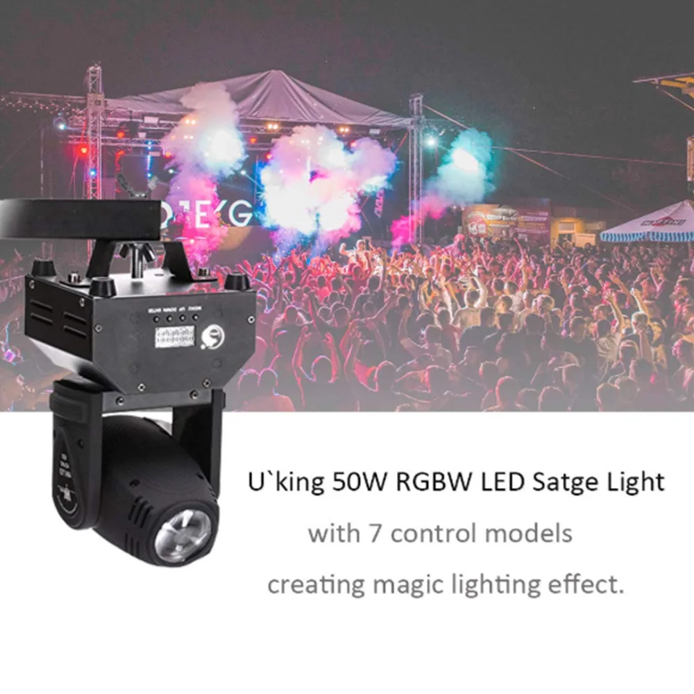 Professional Rotating Stage Light 50W RGB LED Stage Light with 7 Control Models DJ Disco Light Party Dance Bar Pub Decoration