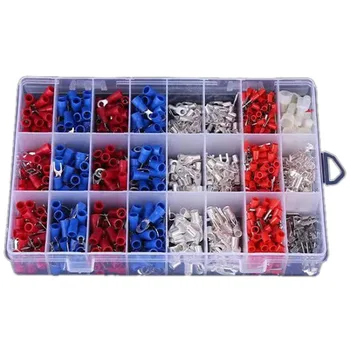 

1000Pcs 24Types Electrical Cable Wire Crimp Terminals Kit Cord Pin End Connectors Insulated Spade Fork Ring Assorted Set