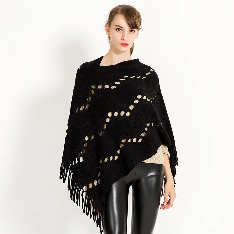 Роскошное Брендовое зимнее пончо 2019 для женщин вязаное кашемировое пальто