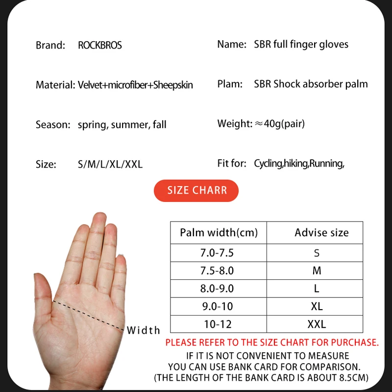 ROCKBROS Закрытые Перчатки Для Горного Велосипеда Сенсорный Экран Велоспортный Полный Палец перчатки для Смартфона Перчатки Мужские Велоперчатки летние Велоперчаток для фитнеса
