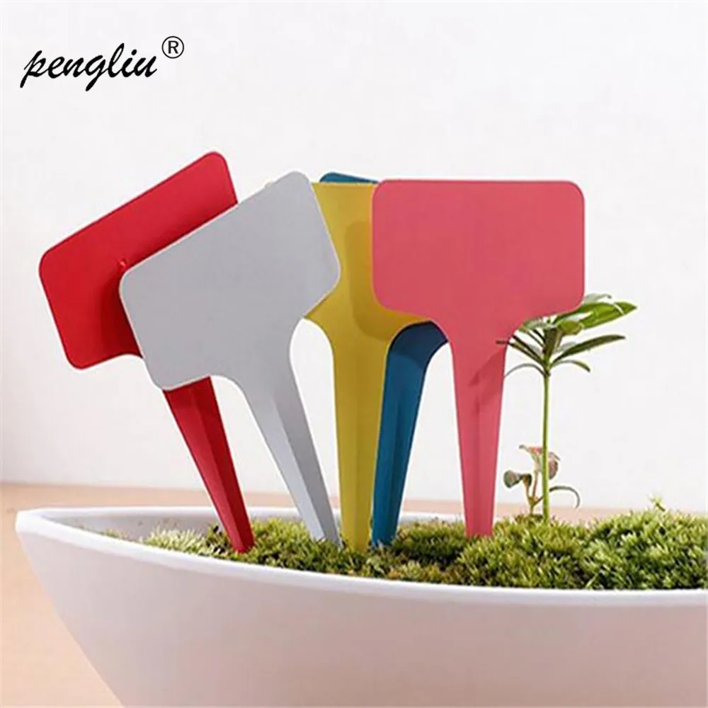 20 piezas jardinería planta forma de T impermeable etiqueta flor vegetal plantación de herramientas de etiquetas granja de herramientas de jardín bandeja semillero mark GT049