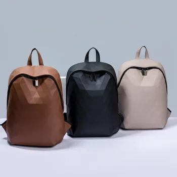 

2020 Backpack Geometry Rhombus Backpack Trend of Fashion Women's PU Backpack Schoolbag
