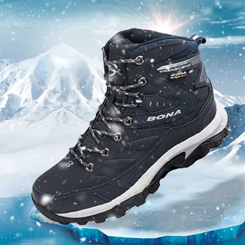 

BONA New Classics Men Hiking Shoes Anti Slip Waterproof Leather Shoes Climbing Shoes Men High Top Winter Boots Trend Sneakers