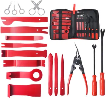

Partsworld 19pcs Car Panel Trim Removal Tool Set for Car Dash Audio Radio Door Plastic Fastener Remover Installer Tool with Bag