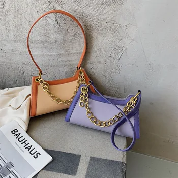 

Brand Original Design Contrast Underarm Bag 2020 New Chain Western Style Shoulder Bag Spring And Summer Texture Handbag